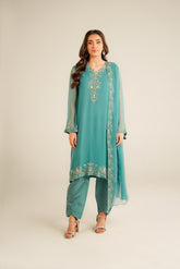 3 Piece Chiffon Embroidered Suit (FL0035)